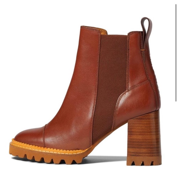 See By Chloe Boots Mallory Rust Heeled Booties 6.5 New! - Picture 1 of 12